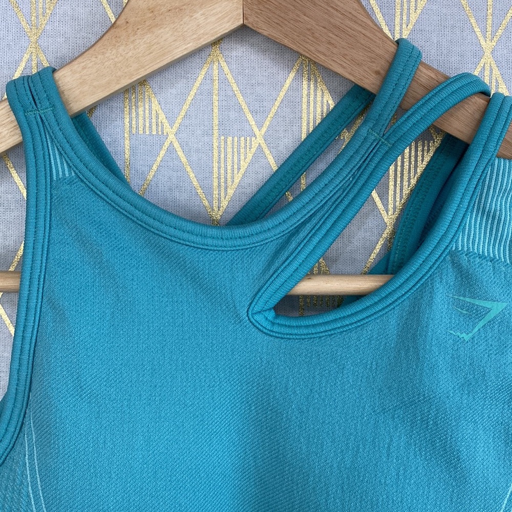 Gym Shark Ultra Seamless Teal Sports Bra - Picture 7 of 11